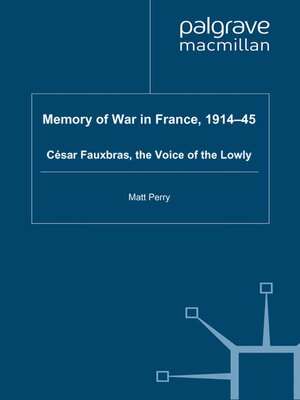 cover image of Memory of War in France, 1914-45